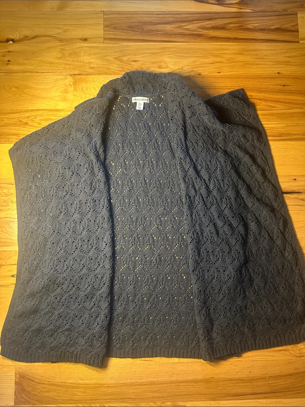 Artisan Ny Charcoal Cable Knit Sleeveless Cowl Neck Sweater